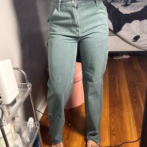 High-Waisted Green Women Jeans